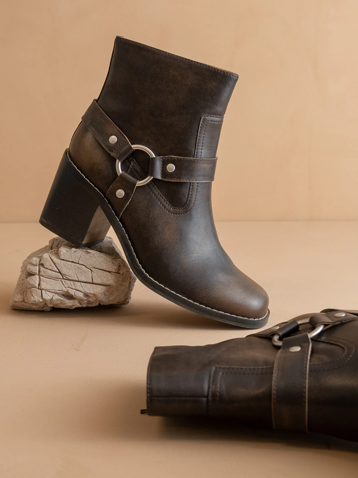The Cameron | Coffee Heeled Moto Chelsea Boot *final sale*