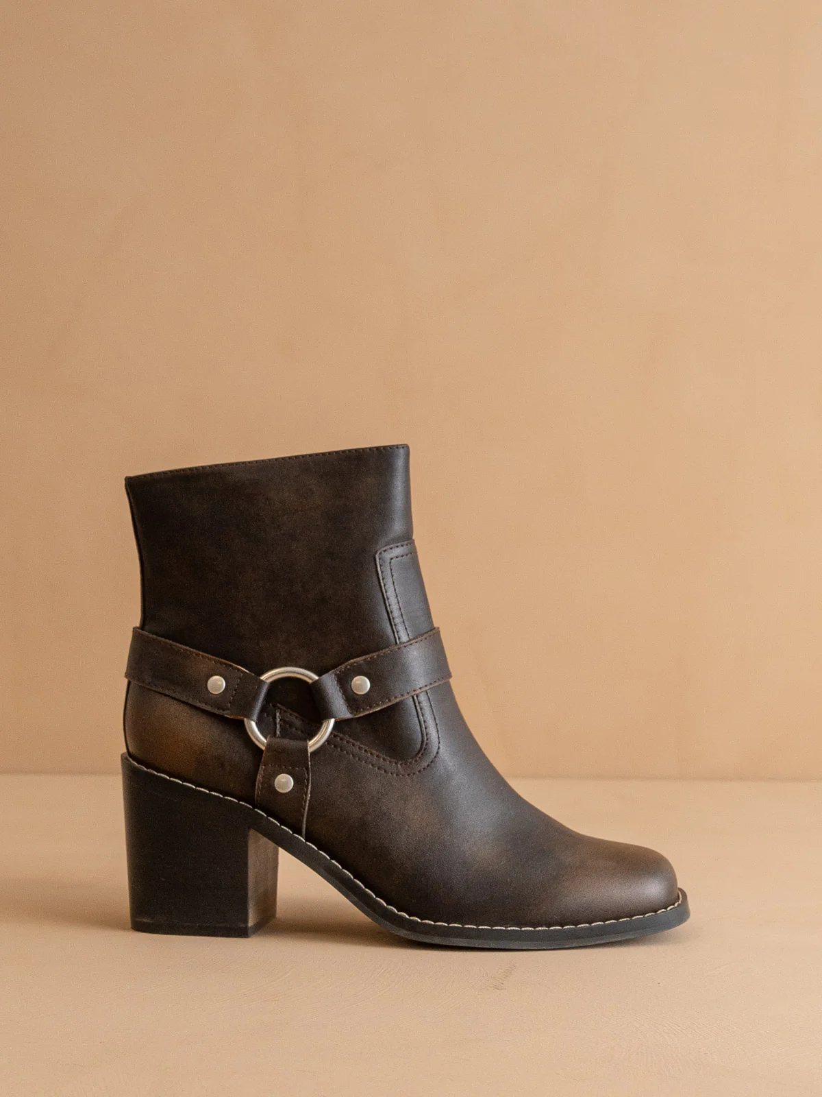 The Cameron | Coffee Heeled Moto Chelsea Boot *final sale* - Image 2