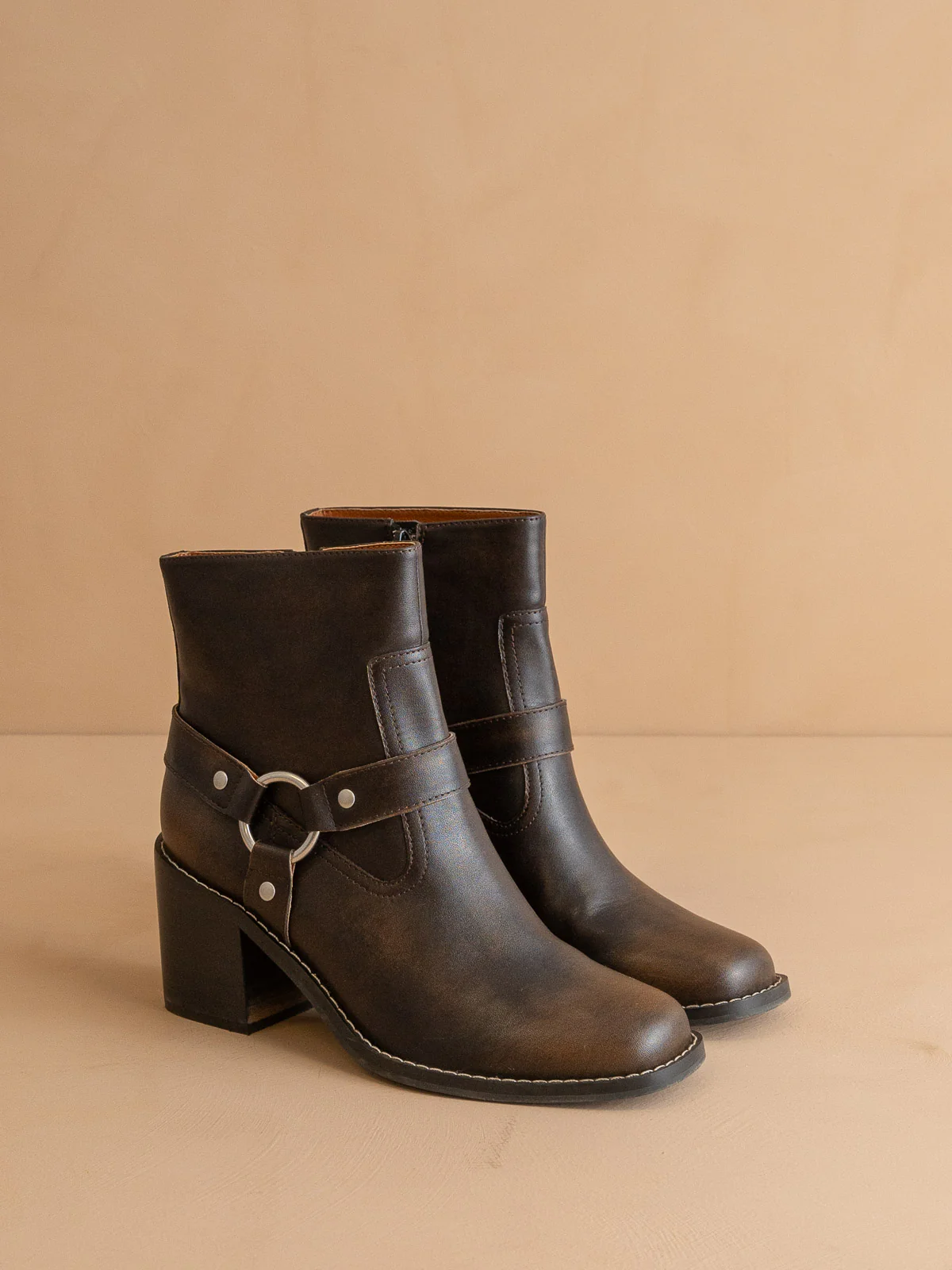 The Cameron | Coffee Heeled Moto Chelsea Boot *final sale* - Image 3
