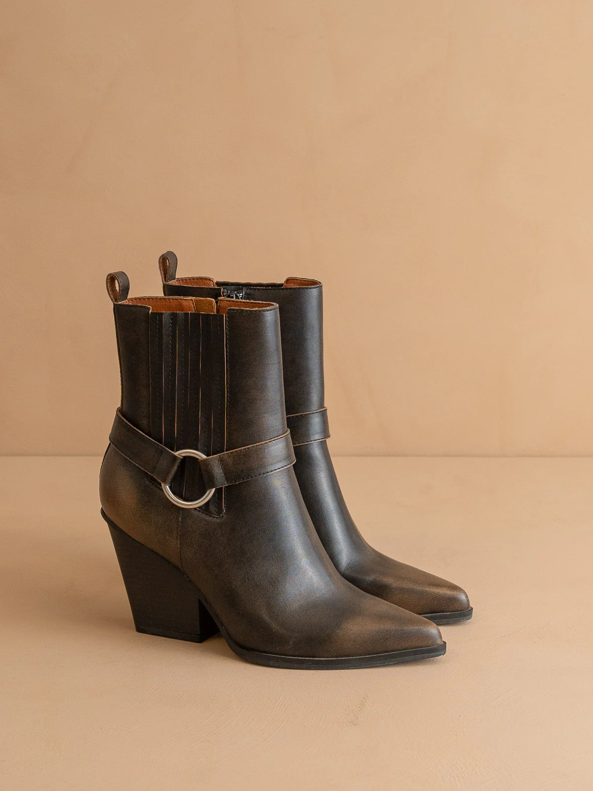 The Carson | Brown Distressed Leather Moto Bootie * FINAL SALE * - Image 3