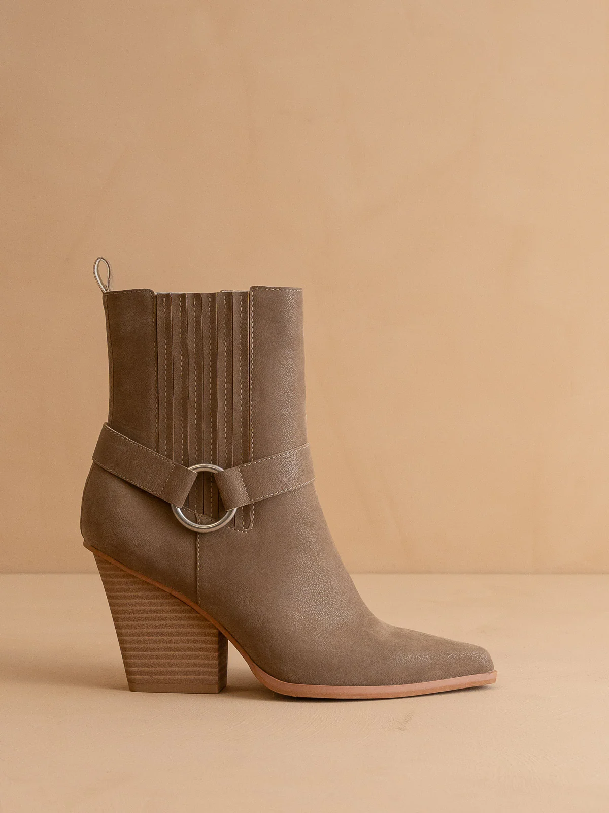 The Carson | Dark Taupe Distressed Leather Moto Bootie *final sale* - Image 3