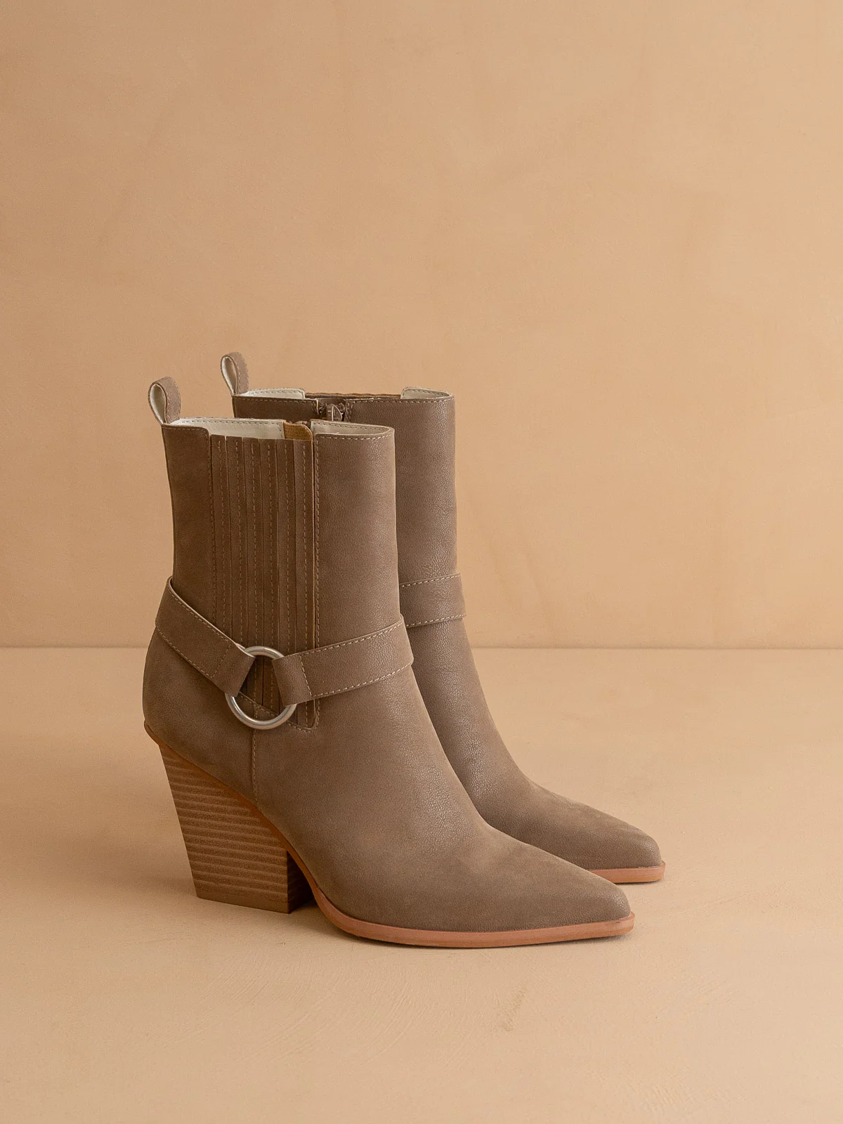 The Carson | Dark Taupe Distressed Leather Moto Bootie *final sale* - Image 4
