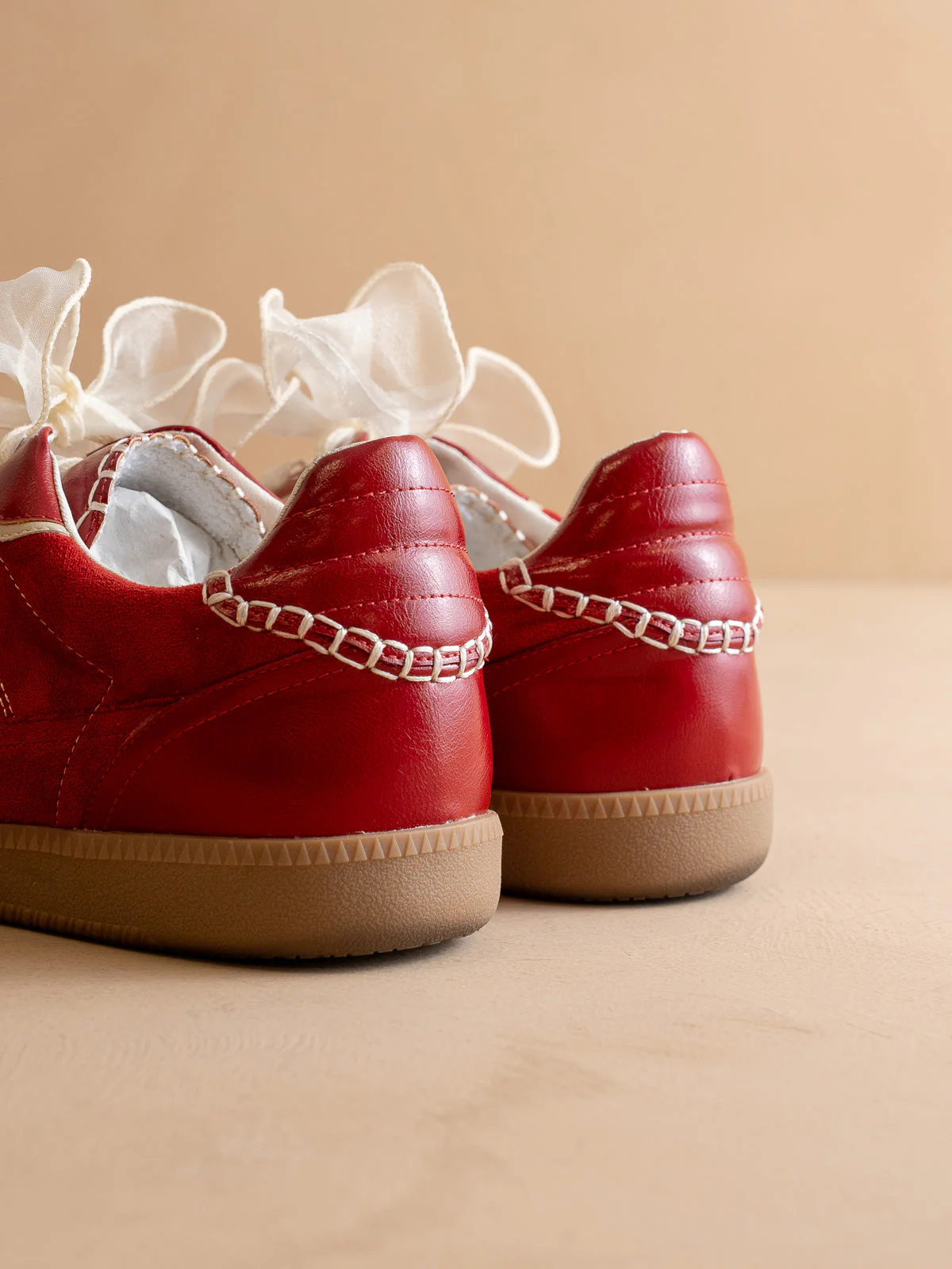 The Dalia | Cherry Red Lace Up Sneaker - Image 3