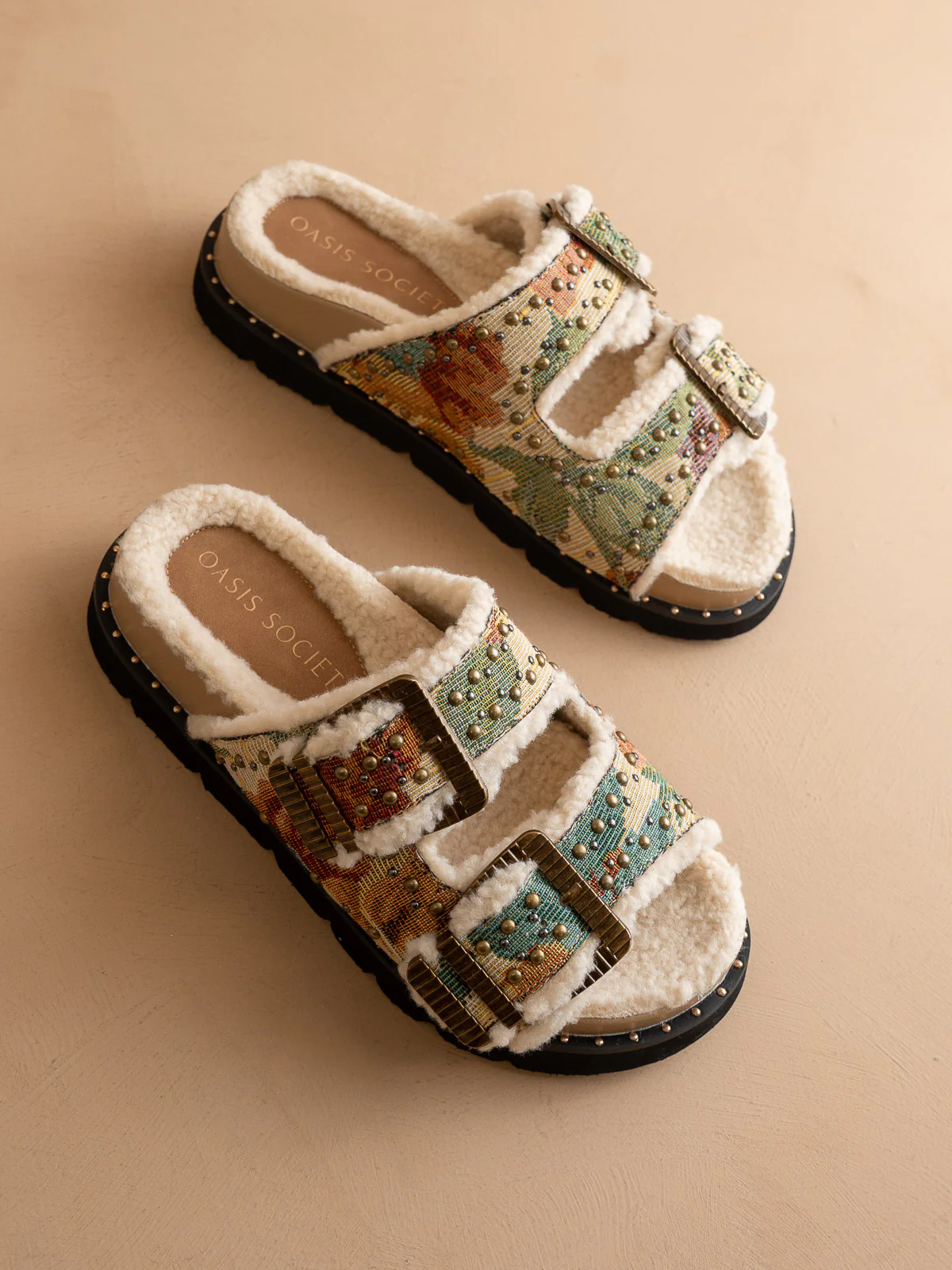 The Gaylen | Floral Tapestry Fleece Lined Slipper Slide - Image 5