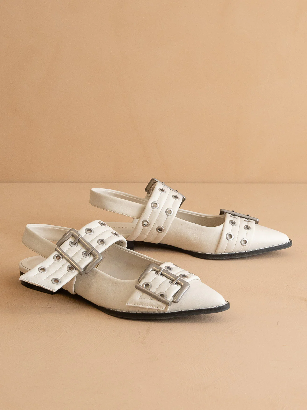 The Harlow | White Double Buckle Pointed Ballet Flat *FINAL SALE* - Image 3