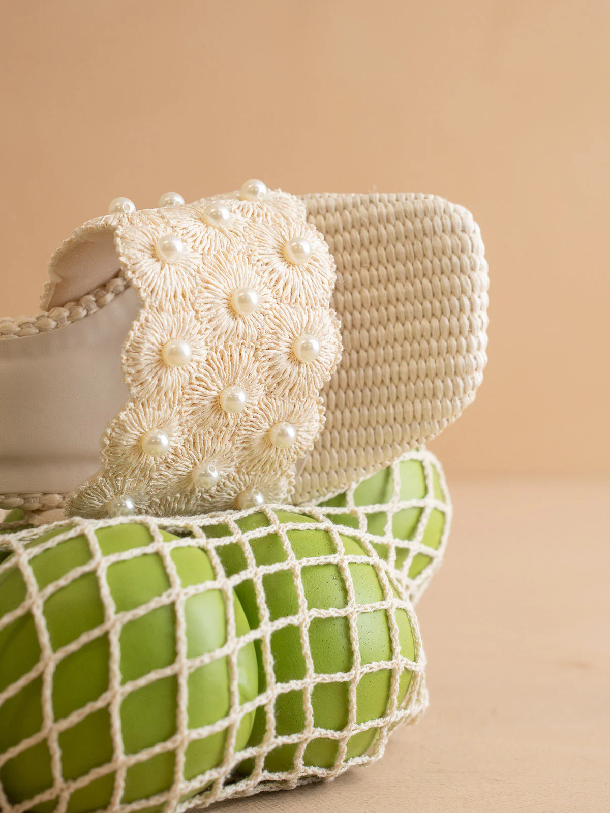 The Holland | Ivory Pearl Raffia Block Heel Mule - Image 3