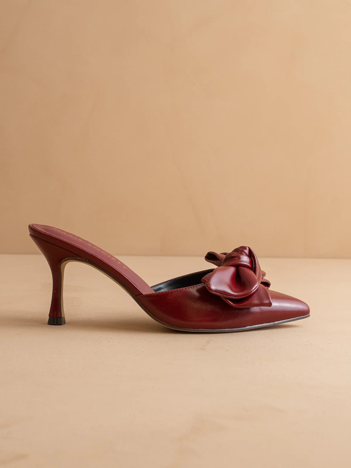 The Jane | Burgundy Wine Pointed Toe Bow Accent Kitten Heel - Image 4