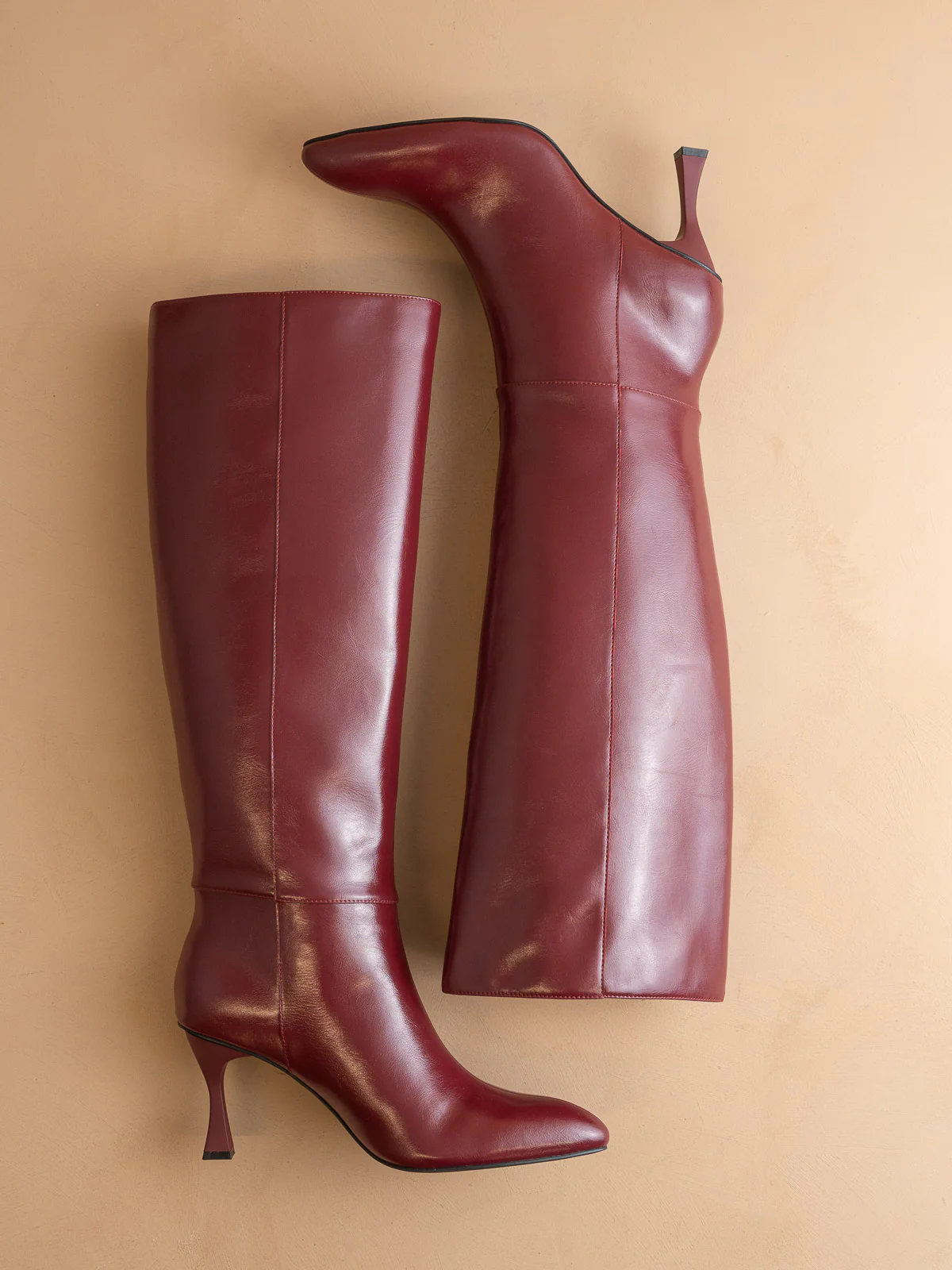 The Lexington | Burgundy Wine Pointed Toe Knee High Boot - Image 4