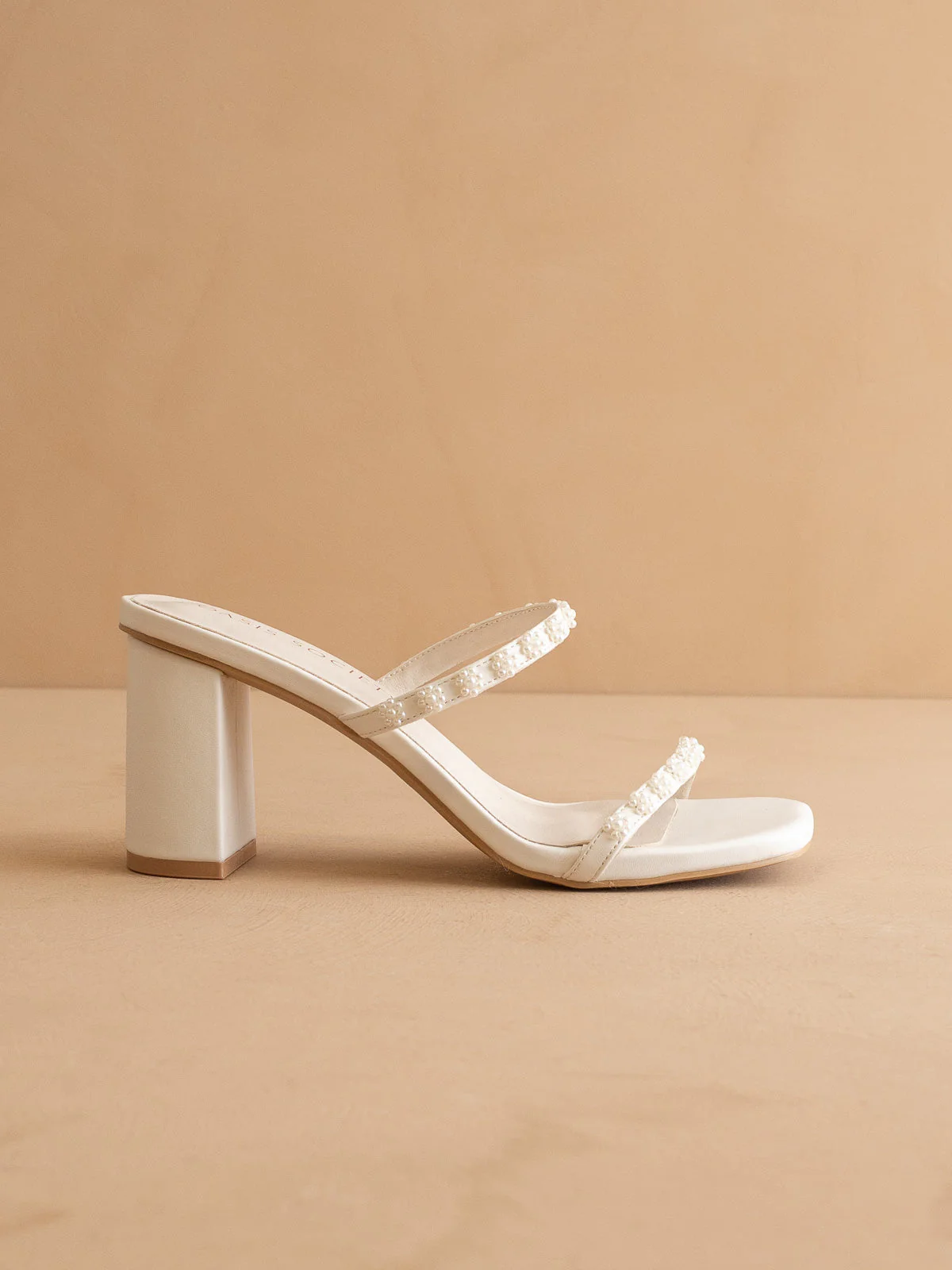 The Phoebe | White Floral Mini Pearl Strap Heel – Bridal & Occasion