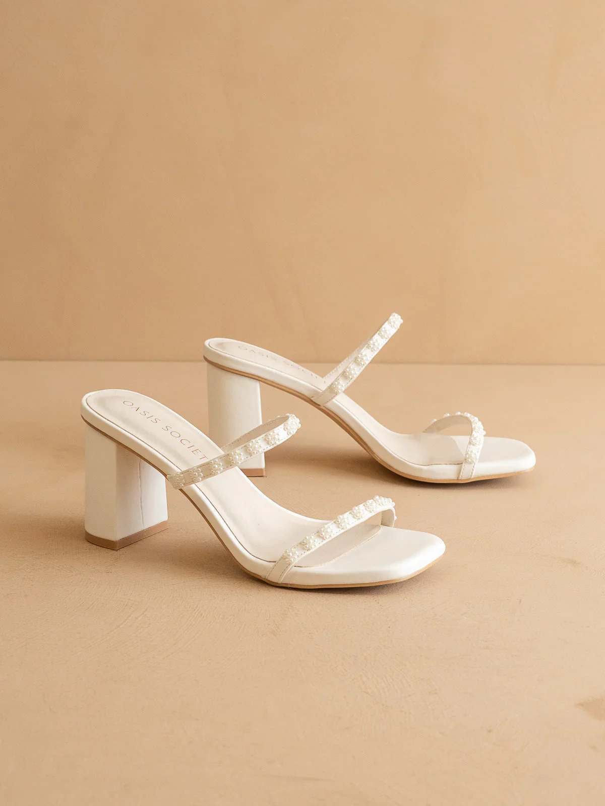 The Phoebe | White Floral Mini Pearl Strap Heel – Bridal & Occasion - Image 3