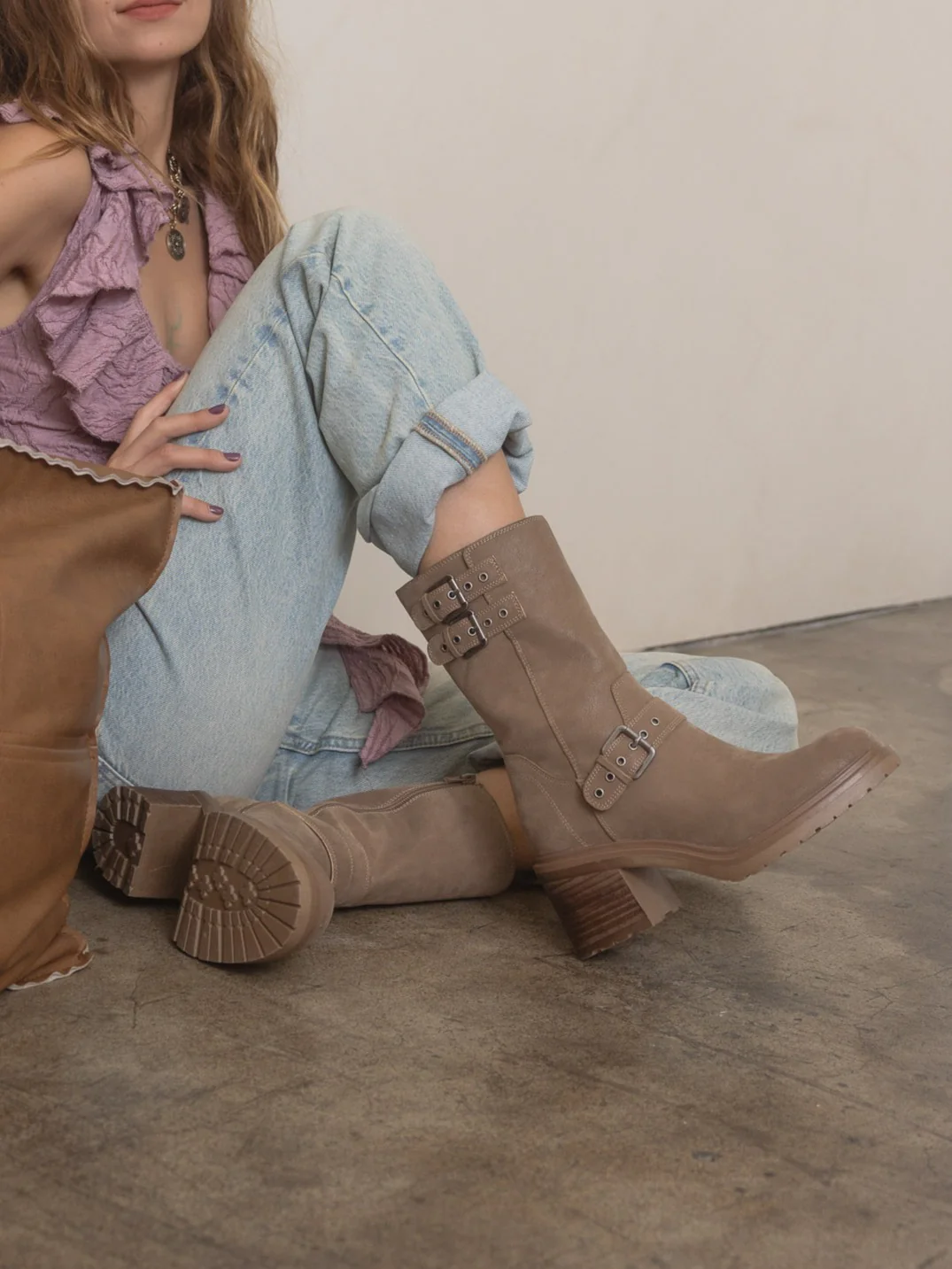 The Rider | Dark Taupe Mid-Calf Moto Boot * FINAL SALE * - Image 4