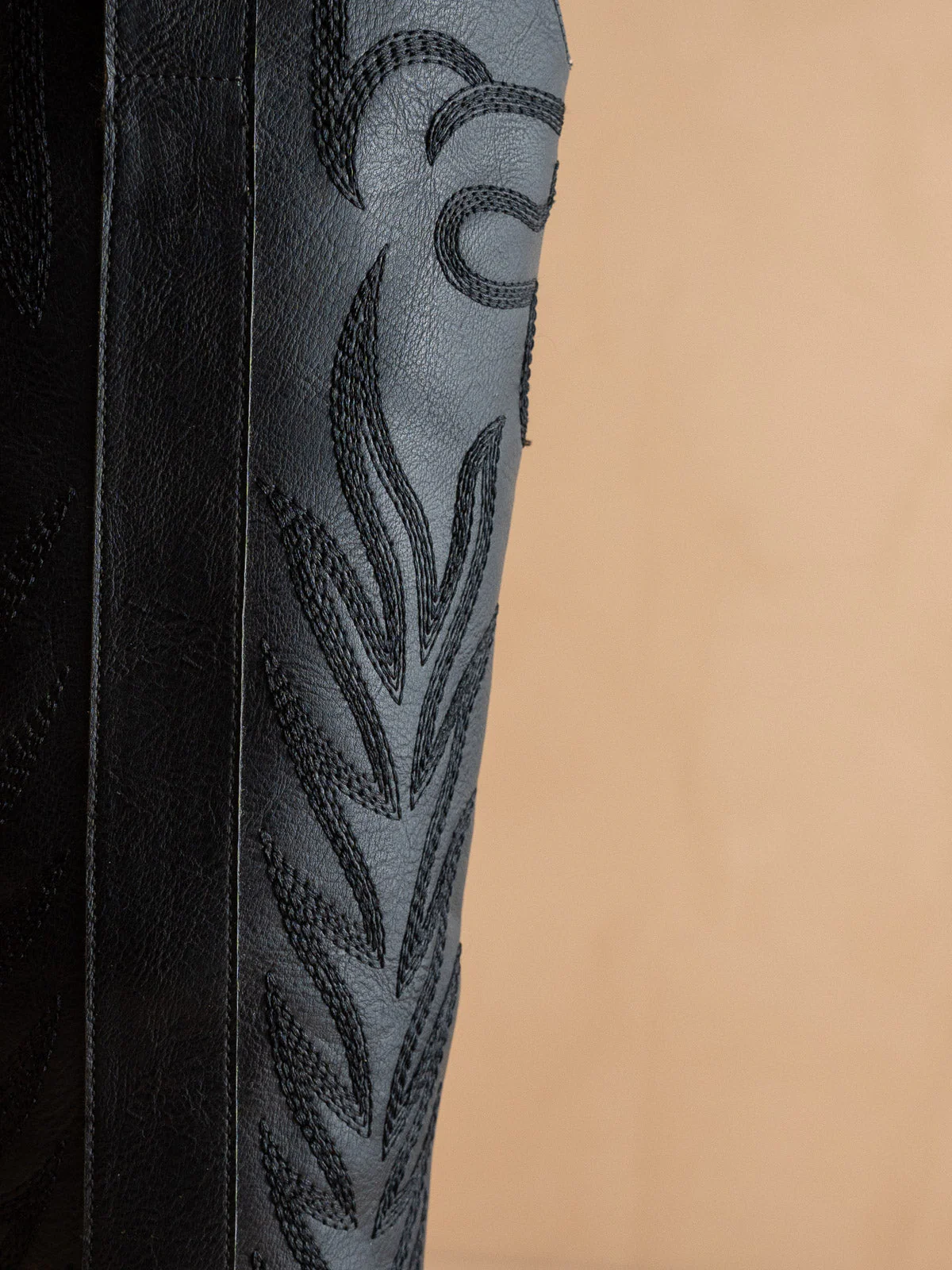 The Samara | Black Embroidered Tall Cowboy Boot - Image 3