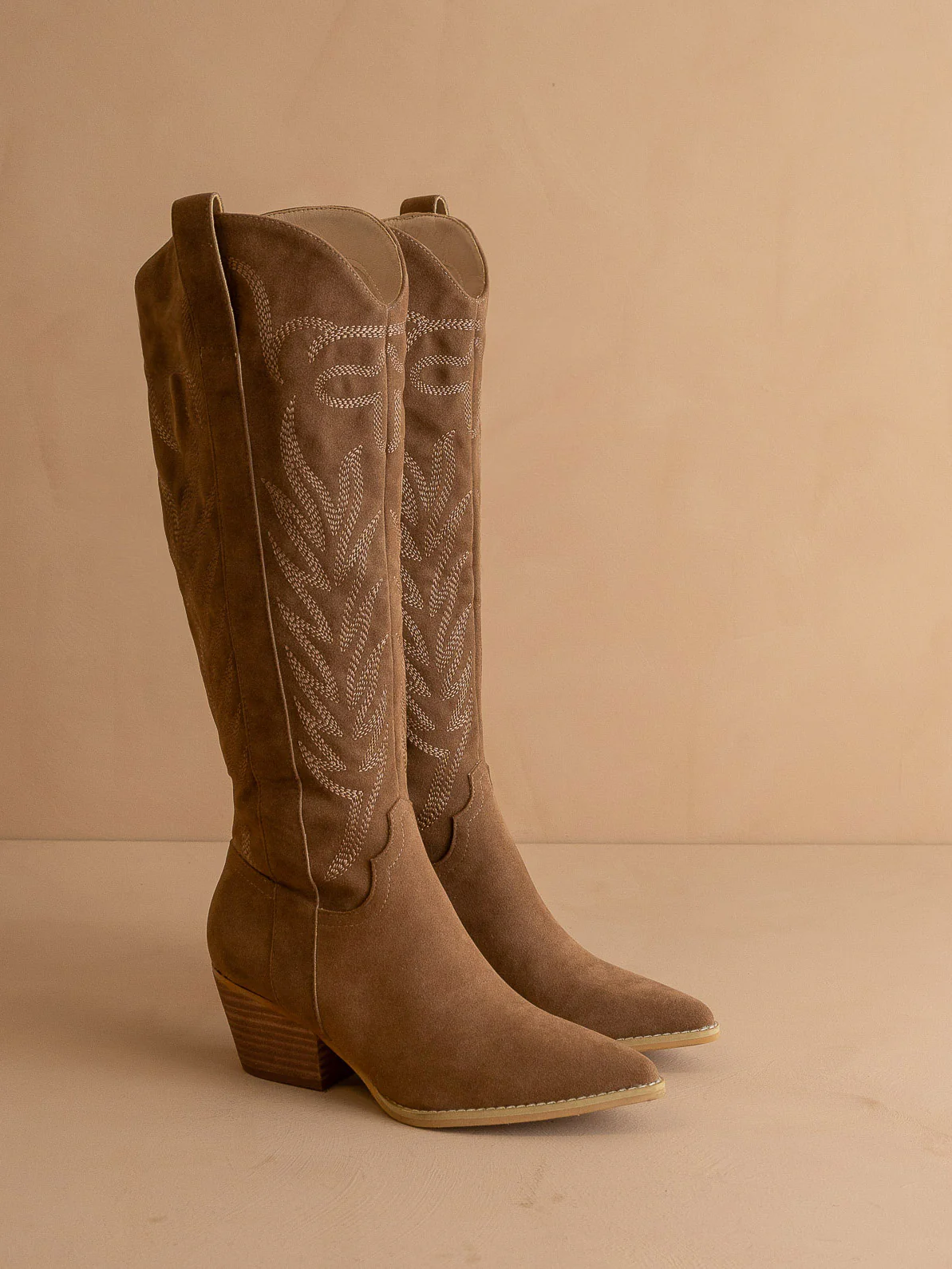 The Samara | Brown Embroidered Tall Cowgirl Boot - Image 3