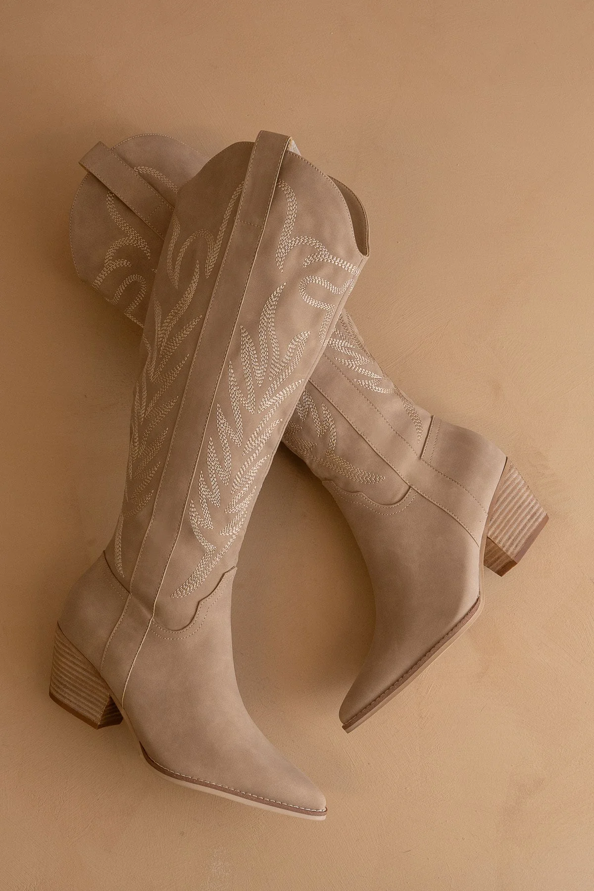 The Samara | Cedar Wood Tan Embroidered Tall Cowboy Boot - Image 4