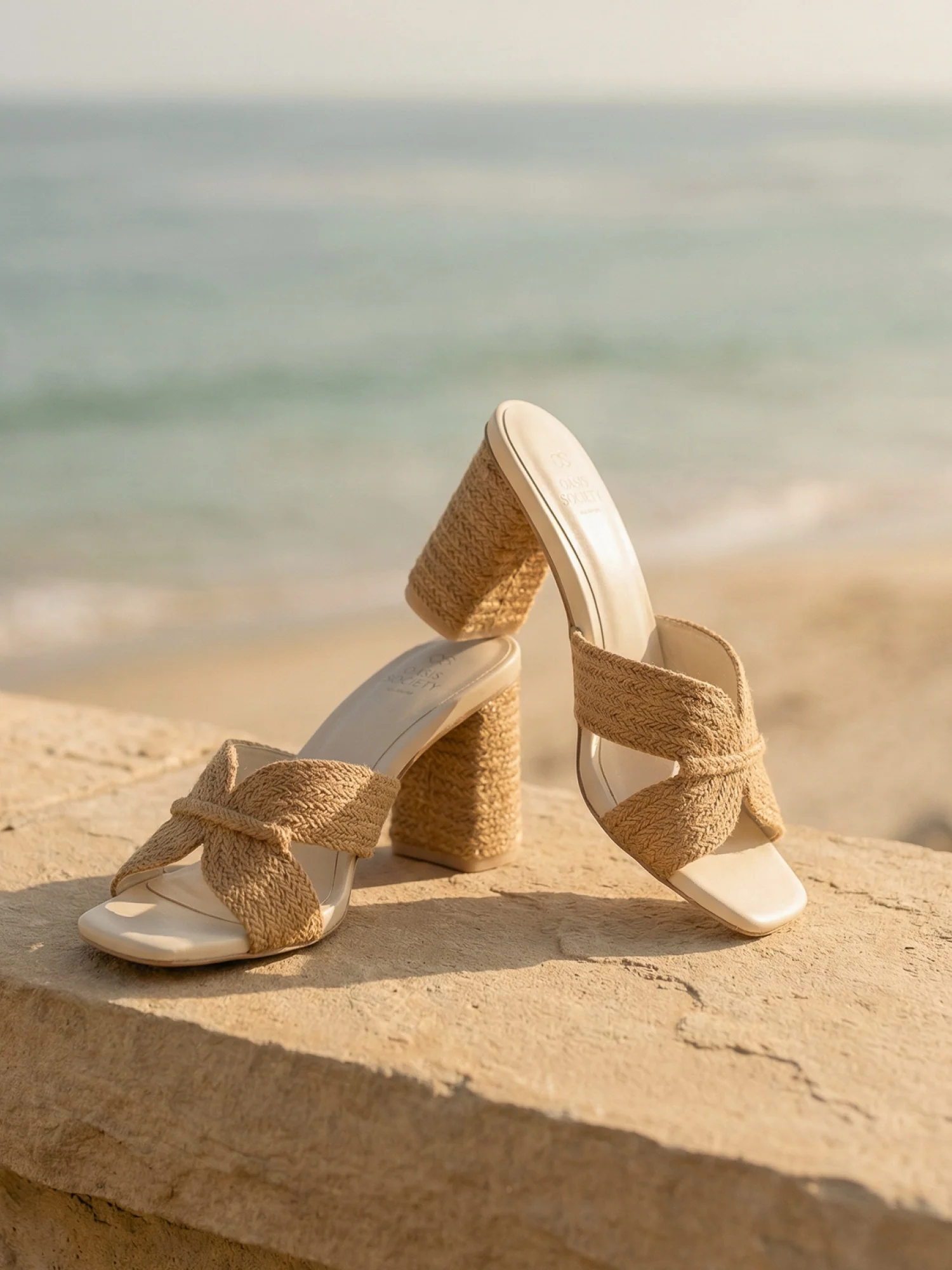 The Santiago | Toffee Raffia Block Heel - Image 5