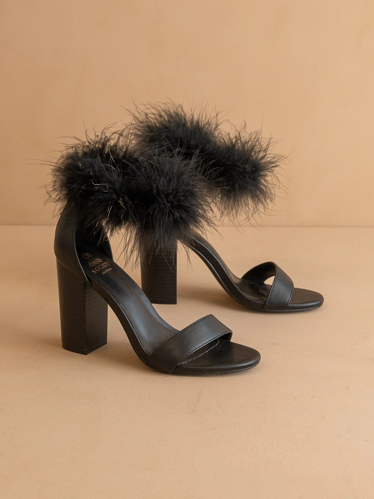 The Sasha | Black Feathered ankle block heel  *FINAL SALE* - Image 2