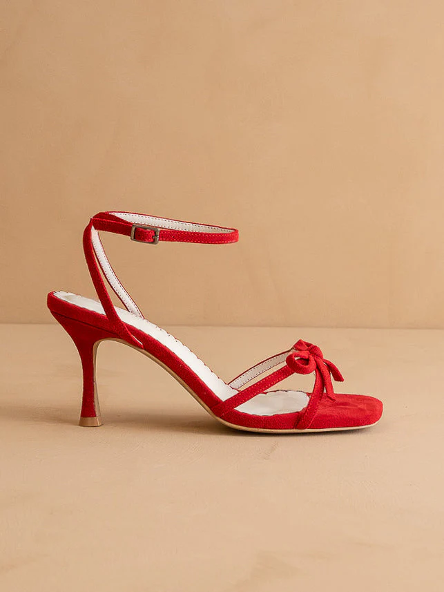 The Sylvie | Red Velvet Thin Bow Heel * FINAL SALE *