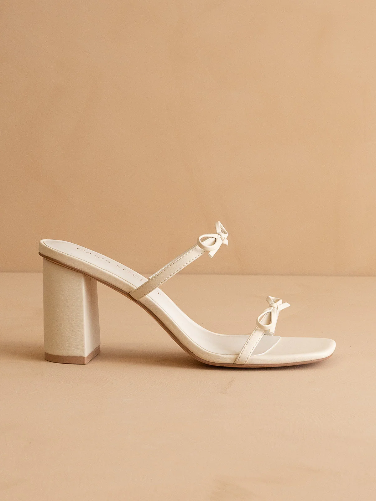 The Wendy | Beige Double Strap Bow Heels - Image 3